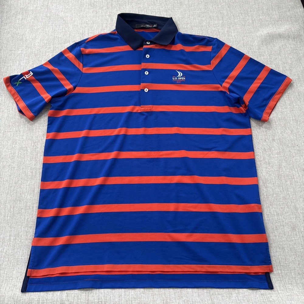 Ralph Lauren‎ RLX Polo Shirt Men's Large US Open Chambers Bay 2015 Tennis Golf
